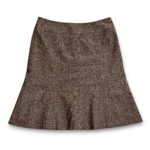Talbots Italian Wool Blend Midi Skirt Brown Tweed w/ Orange Accents Size 10P